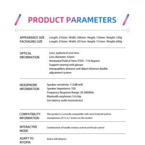 무선 가상 현실 VR 안경 스테레오 3D 비디오 몰입형 헤드셋 휴대폰용 게임 헬멧 스마트폰용