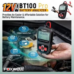FOXWELL BT100 PRO 12V 자동차 오토바이 배터리 테스터 충전 크랭킹 회로 진단 분석기 검사 도구