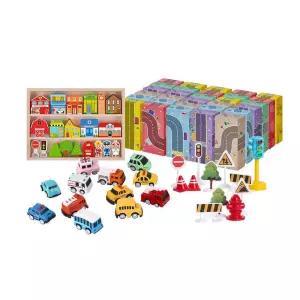 자동차놀이 도로만들기 종이블럭 교통세트 붕붕이 교육 선물용 학습교구 발달 6세 3살