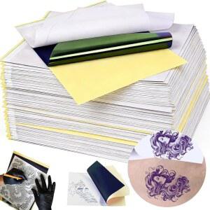 Urknall 타투 전사지 100장, A4 용지용 위한 - 및 스텐실 Szie 선명하고 트레이싱을 용품 용지 아티스트 초보자를 스튜디오, 전문 깨끗한 4겹,