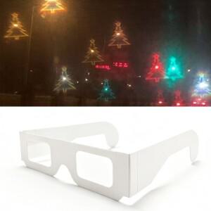 100팩 무지개 크리스마스 트리 효과 회절 안경 3D 휴일 파티 라이트 쇼 종이