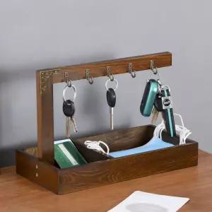 열쇠 소품 현관 거실 악세서리 차키 트레이 수납 인테리어 보관함 우드 키 보관대