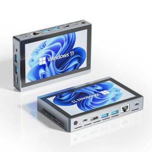 HIGOLEPC 미니 PC 윈도우 11 60Hz 디스플레이, 게이밍 N5100 팬 포함, 128GB 컴퓨터, BT5.2 배터리 PC, 스크린, 프로, 트리플 8GB 컴퓨터 Wi-Fi 4K 5.0 ROM, 마이크로 셀러론 USB-C DDR4,