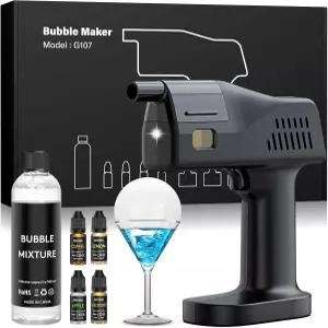 전기 칵테일 스모크 버블 건 키트 아로마 블래스터와 4가지 향 오일 및 식용 5000mAh 충전식 컬러 스크린