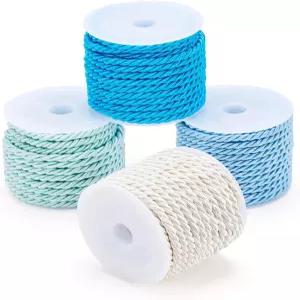 판다홀 4롤 트림 코드 로프 3mm 폴리에스터 실크 4가지 색상 장식 꼬임 새틴 트윈 스트링 브레이드 홈 데코