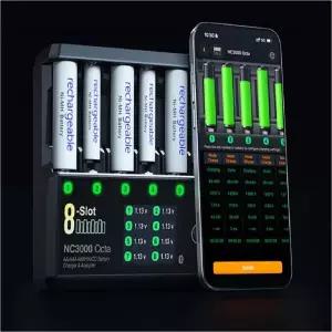 SKYRC NC3000 옥타 AA AAA NiMH NiCD 8슬롯 배터리 호환용 충전기 분석기 65W PD 7 작동 모드 블루투스 모