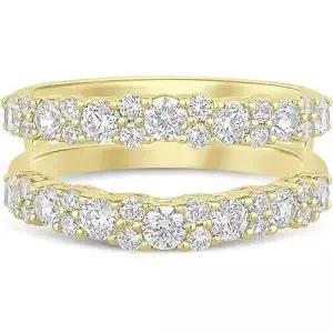 실험실에서 만든 다이아몬드 반지 3.00Ct 원형 컷 인핸서 가드 14K 옐로우 골드 마감