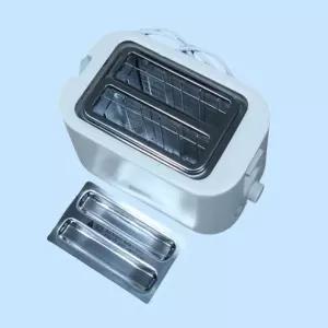 화이트 팝업 토스터기 2슬롯 식빵 베이글 빵 굽기 토스트기 크럼 트레이