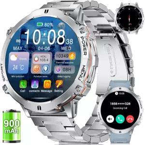 남성용 LIGE 스마트 워치 1.75인치 디스플레이 피트니스 트래커 나침반 고도 및 기압 900mAh 슬립 모니터