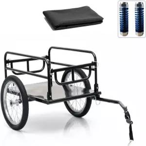 스프링 서스펜션이 장착된 Aecskul 자전거 화물 트레일러 마차 카트 핸들 160파운드 적재 용량 탈착식 먼지