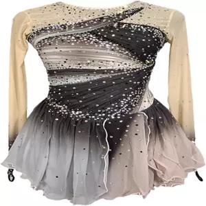 ZYDANC 여자 피겨 스케이팅 드레스 그라디언트 스 대회 의상 수제 리듬 체조 레오타드