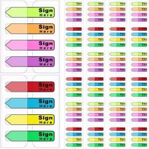 타투오 2400개 여기 표지판 탭 컬러 플래그 스티커 셀프 스틱 노트 8가지 색상 디스펜서 화살표 깃발 공증