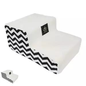 [반려] 2단 슬라이드 애견 지그재그 스텝 북유럽밸런스 강아지계단 아이보리 커버 발판 쇼파 침대계단