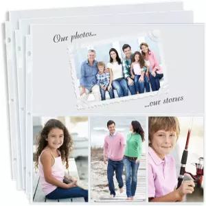 던웰 스크랩북 페이지 프로텍터 12x12 50팩 3링 앨범 바인더에 맞는 콤보 레이아웃 4x6 세로 사진 300장