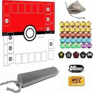 트레이딩 카드 게임용 엑탈라 플레이매트 u2013 2인용 트레이너 37개의 데미지 카운터와 전문 보관 가방