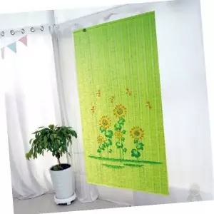 연두 초록 꽃무늬 프린트 문 입구 가리개 방 칸막이 공간 분리 파티션 데코