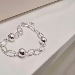 S755 여성 볼 디자인 팔찌 심플 체인 데일리 은팔찌 실버925