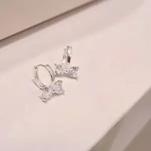 S721 여성 스톤 리본 원터치 심플 데일리 이어링 은 귀걸이 실버925