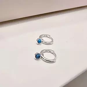 S707 여성 터키석 원터치 귀걸이 심플 이어링 데일리 은귀걸이