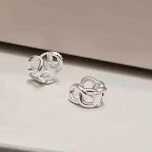 S412 여성 체인 원터치 귀걸이 실버 이어링 유니크 데일리 은귀걸이