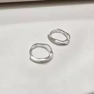 S402 여성 물결 디자인 원터치 귀걸이 데일리 이어링 실버 925