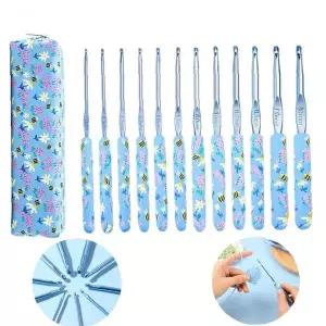 손뜨개 바늘 12종 휴대용 필통 파우치 포함 공예 도구 수납 가정용 취미 활동