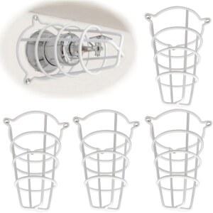 해피 트리(4팩) 화이트 파이어 스프링클러 헤드 가드 커버, 1/2인치 및 3/4인치 6인치 딥 케이지용