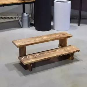 [RIZPICK]받침대 화분 2단 계단식 정리대 거실화분 원목 우드 스탠드