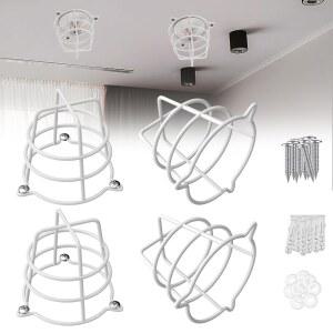 4개의 흰색 소방 스프링클러 헤드 가드 커버, 1/2인치 및 3/4인치 가드, 플러시 마운트/사이드 월/펜던트 세미 보호용