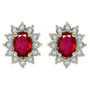 블래즐링록 컬렉션 케이트 미들턴 다이애나 영감을 받은 7x5mm 타원형 실험실, 진짜 순금 여성을 위한 보석 & 라운드 화이트 천연 다이아몬드 빈티지 플로럴 헤일로 스크류 백 스터드 귀걸이 제작