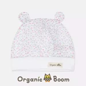 [2만 무]오가닉붐 인증받은 오가닉 태열방지 무형광 티니플라워 코튼메쉬 여름 출산 신생아 곰돌이모 모자