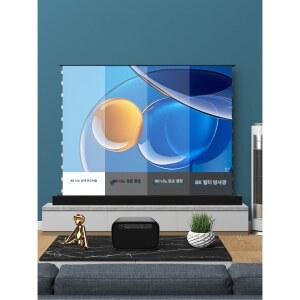 자동롤링스크린 바닥기립식 전동 홈시어터 8K 바닥커튼 휴대용 실버 스피커 화이트 글라스