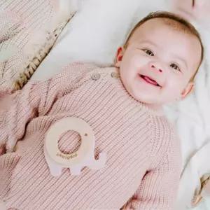 촉감놀이 나무 반지 실리콘 코끼리 결합 아기 치발기 손 장난감 치아발육기