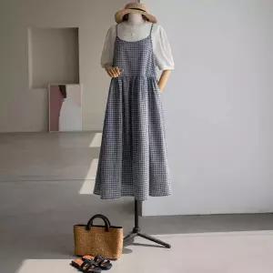 (안나앤플러스) 레스 체크 뷔스티에 원피스[드레스EFG60] 빅사이즈