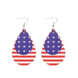 레드 화이트 블루 스트라이프 미국 국기 달링 귀걸이 여성용, 아크릴 스타 하트 드롭 애국 귀걸이, 7월 4일 독립기념일 의상