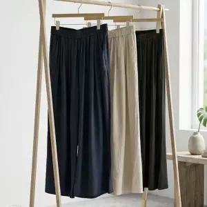 [샵앤] 여성 허리밴딩 앞주름 와이드 통 루즈핏 쿨링 바지 DGB-WPT-2518