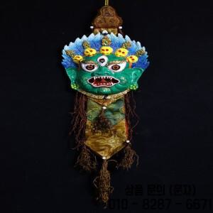 20 인치티베트 사원 컬렉션 오래된 옻칠 페인트 해골 마하칼라 부처님 머리 마스크 펜던트 부적 법 벽걸이