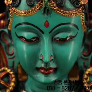 중국 고대 티베트 수공예 옻칠 녹색 타라 헤드 마스크 걸이형 개성있는 골동품 소중한 물건을 감상할 것