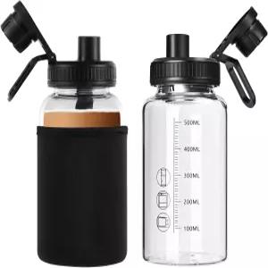 BNCWCQZ 유리 셰이커 병 피트니스 단백질 믹스를 위한 304 스테인리스 스틸 볼과 탈착식 청소 브러시가