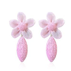 윤시 라피아 꽃 귀걸이 빨대 포장 눈물 방울 여름 열대 해변 보석