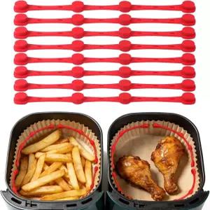 8Pc 업그레이드된 양피지용 에어프라이어 자석 액세서리 비분절 내열 실리콘 버클 음식과 종이가 타지