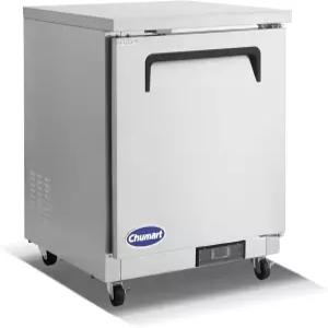 츄마트 28인치 W 상업용 냉장고 6.5Cu 피트 언더카운터 리치인 스테인리스 스틸 내부 작업대 디지털 온도