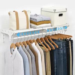 걸이식 막대가 있는 옷장 선반 28-48인치 확장형 벽걸이 및 상단 측벽걸이 강철 옷걸이 캐비닛 220파운드