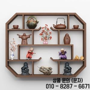 소박한 중국풍 벽걸이 원목 수납 선반 차 주전자 진열장 예술적인 스타일 가정용 가구