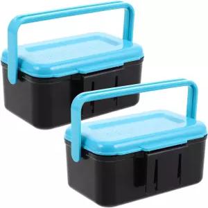 파란색 손잡이가 달린 휴대용 낚시 미끼 상자 플라스틱 라이브 용기 및 벌레 보관 케이스 민물 도구용 허리