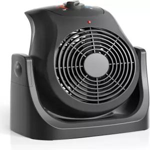 휴대용 전기 공간 히터 쿨링 데스크 팬 2 in 1 콤보 45 기울기 풍속 1500W 과열 방지 홈 오피스용 개인