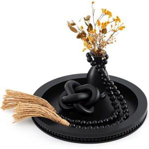 3개의 커피 테이블 장식에는 12인치 블랙 나무 서빙 트레이, 우드 보호 매듭 체인, 그리고 집들이 선물 다이닝 룸 입구 거실 농가를 위한 태슬이 포함되어 있습니다