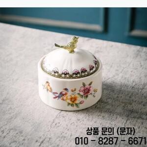 꽃패턴 새 뚜껑 저장 항아리 드레싱 테이블 반지 보석 상자 라운드 화장품 세라믹 공예 캔디 냄비