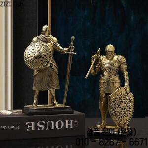 기사의 순서 복고풍 피규어 동상 장식 무거운 기갑 캐릭터 수지 조각 방 미적