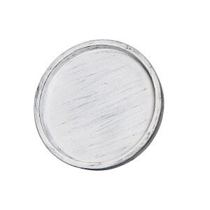 줄레둬 14인치 소박한 둥근 나무 게으른 수잔 디스트레스 트레이-디스트레스드 농가 턴테이블 트레이, 캐비닛 정리함, 식탁 (흰색)